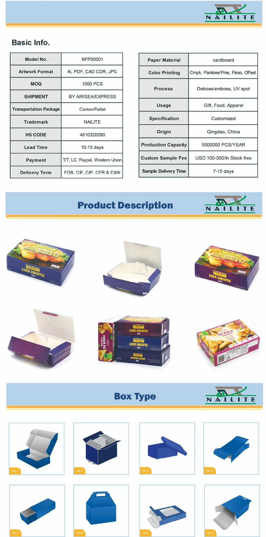 Customized Color Printed Paper Cookies/Bread/Health Care/Product Packing/Packaging Gift Carton Cardboard Box