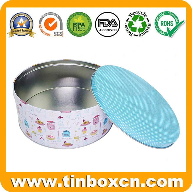 Custom Large Metal Food Can Storage Box Round Cake Bread Bakery Tin