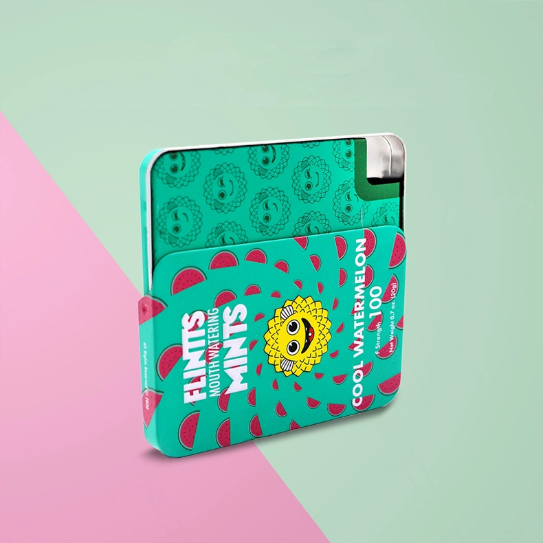 Custom Rectangular Gummy Candy Packaging Can Metal Slide Tin Box Mint Tin