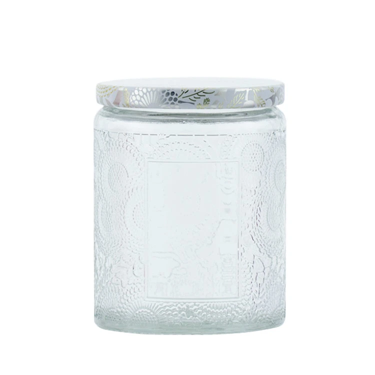 Custom Labels Cylinder Luxury Decorative Empty Candle Vessel Candle Jar with Lid