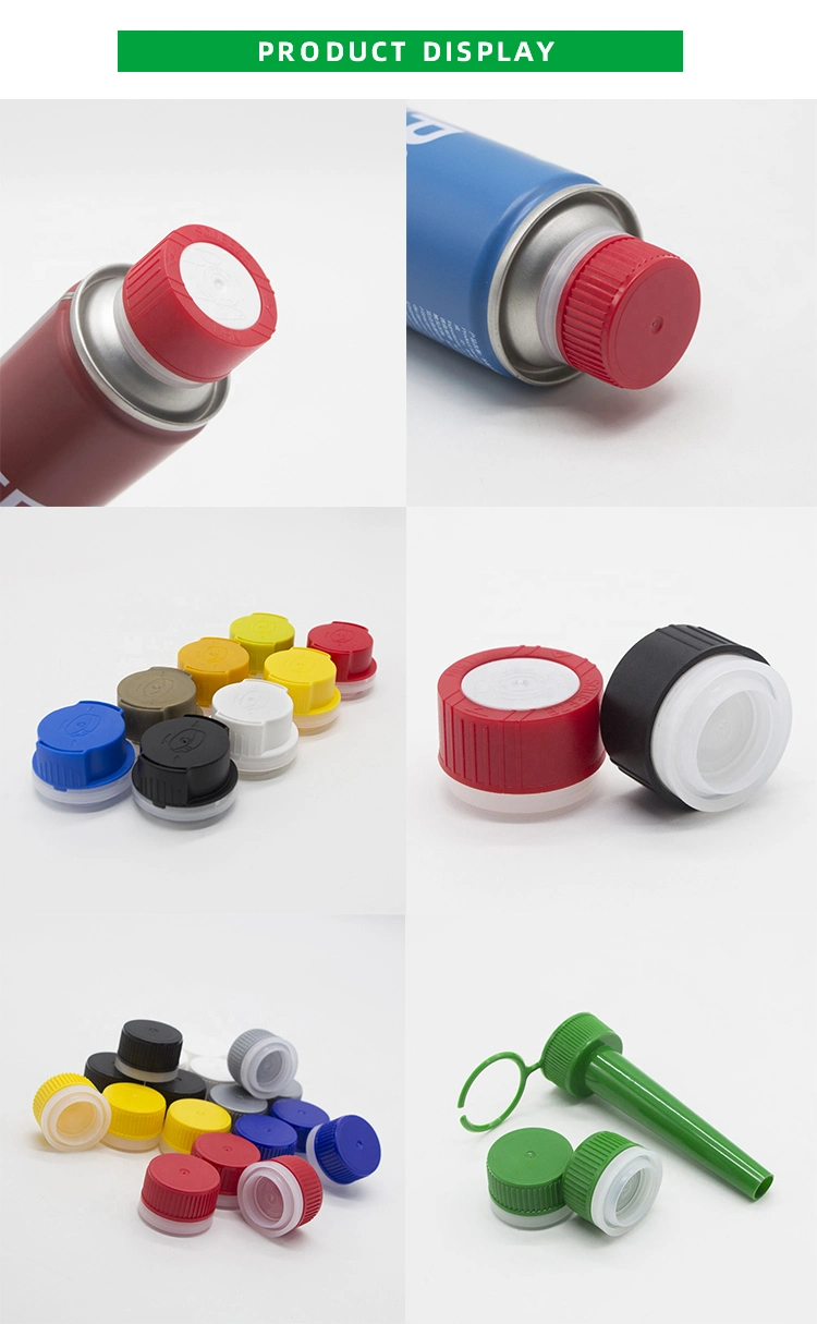 Guangzhou Fanxun Factory Plastic Aerosol Caps and Nozzles for 90ml Round Oil Tin Can