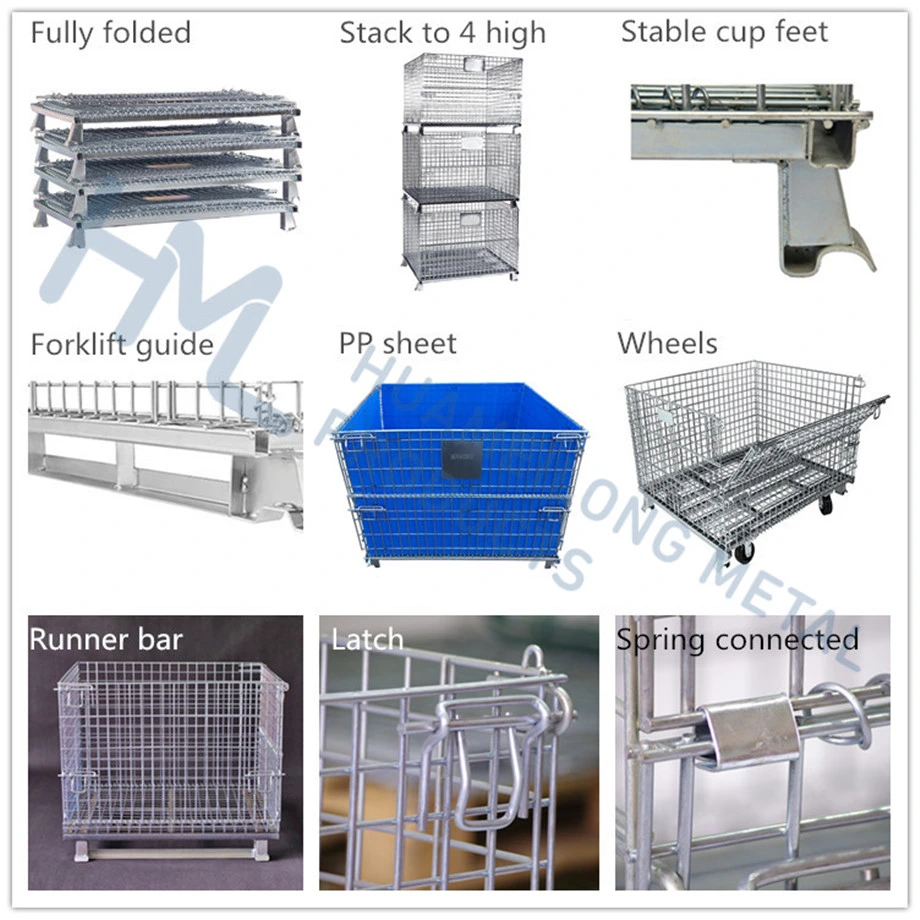 Galvanized Cargo Storage Logistic Collapsible Warehouse Wire Metal Containers