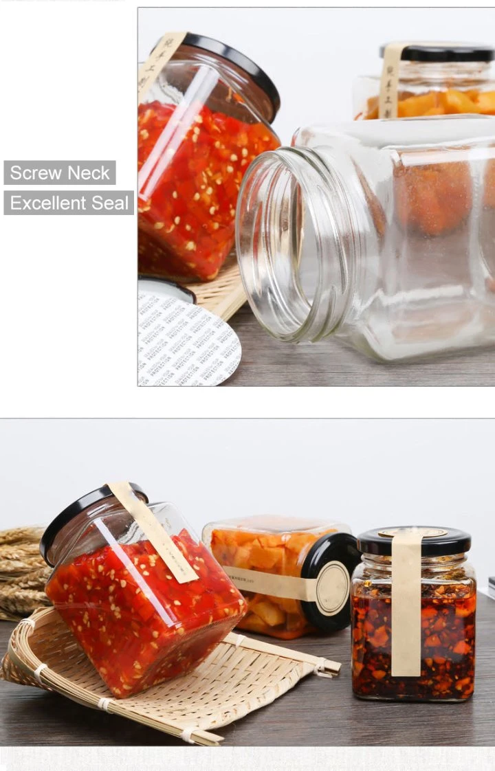 Unique Exclusive Honey Glass Jar Salad Dressing Container Target Quart Mason Jars Full Set Glass Jar Printed Cap Lid Cereal Storage Containers Glass Jar