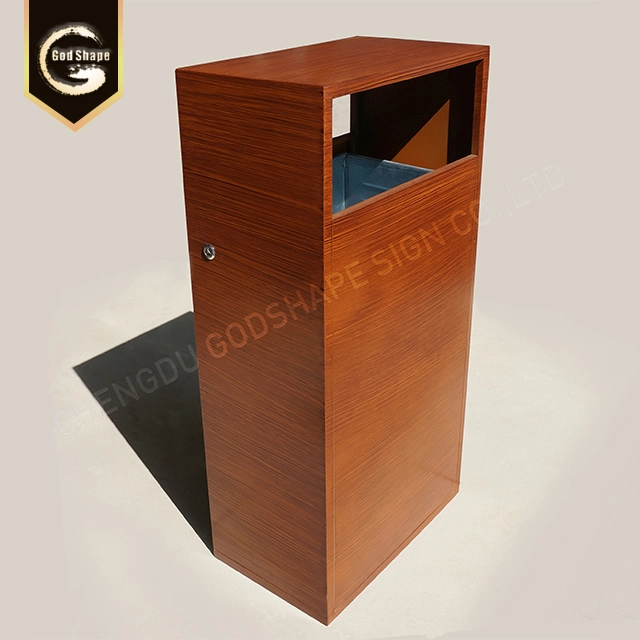 Customized Wooden Large Slim Metal Trash Can with Lid