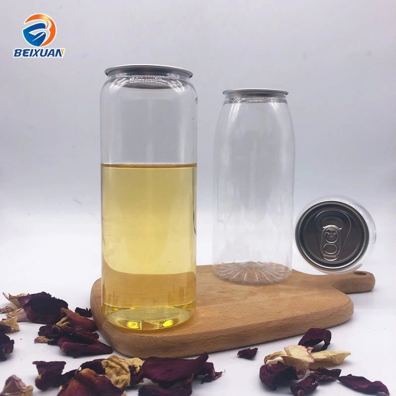 650ml Pet Clear Plastic Can Clear Plastic Cans Packaging with Pull Tab Aluminum Top with Sealing Machine