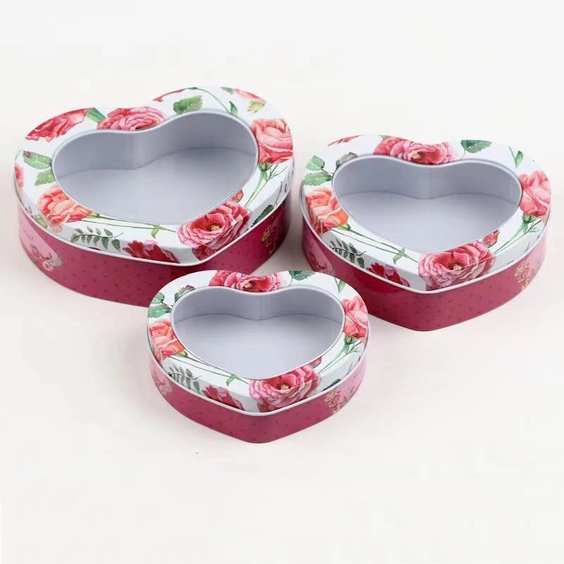 Heart Shaped Metal Tins Box, Valentines Day Candy Biscuits Boxes with Lids, Empty Tin Box Biscuits Jar Candle Tins for Valentines Day Candle Making