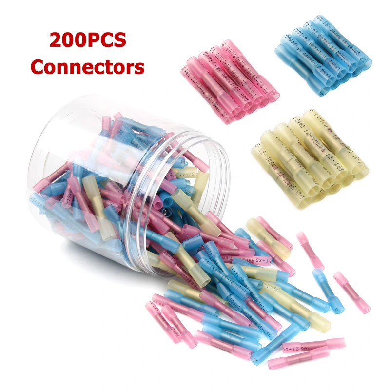 200PCS Waterproof Insulated Wire Electrical Terminal Electrical Crimp Heat Shrink Butt Connector