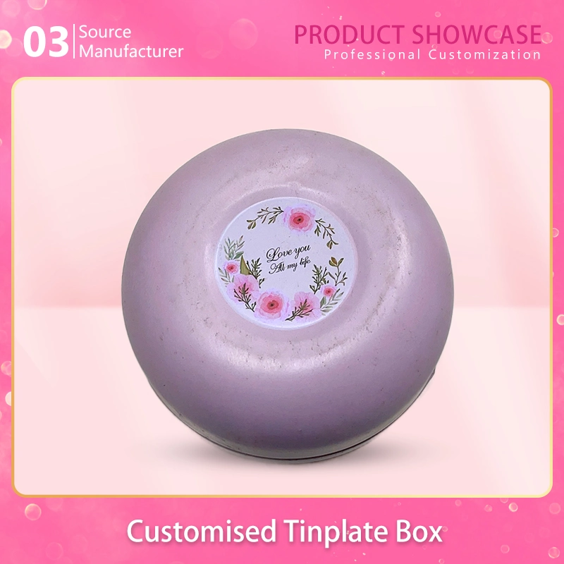 Small Round Macaron Flat Drum Tinplate Candy Box Packaging