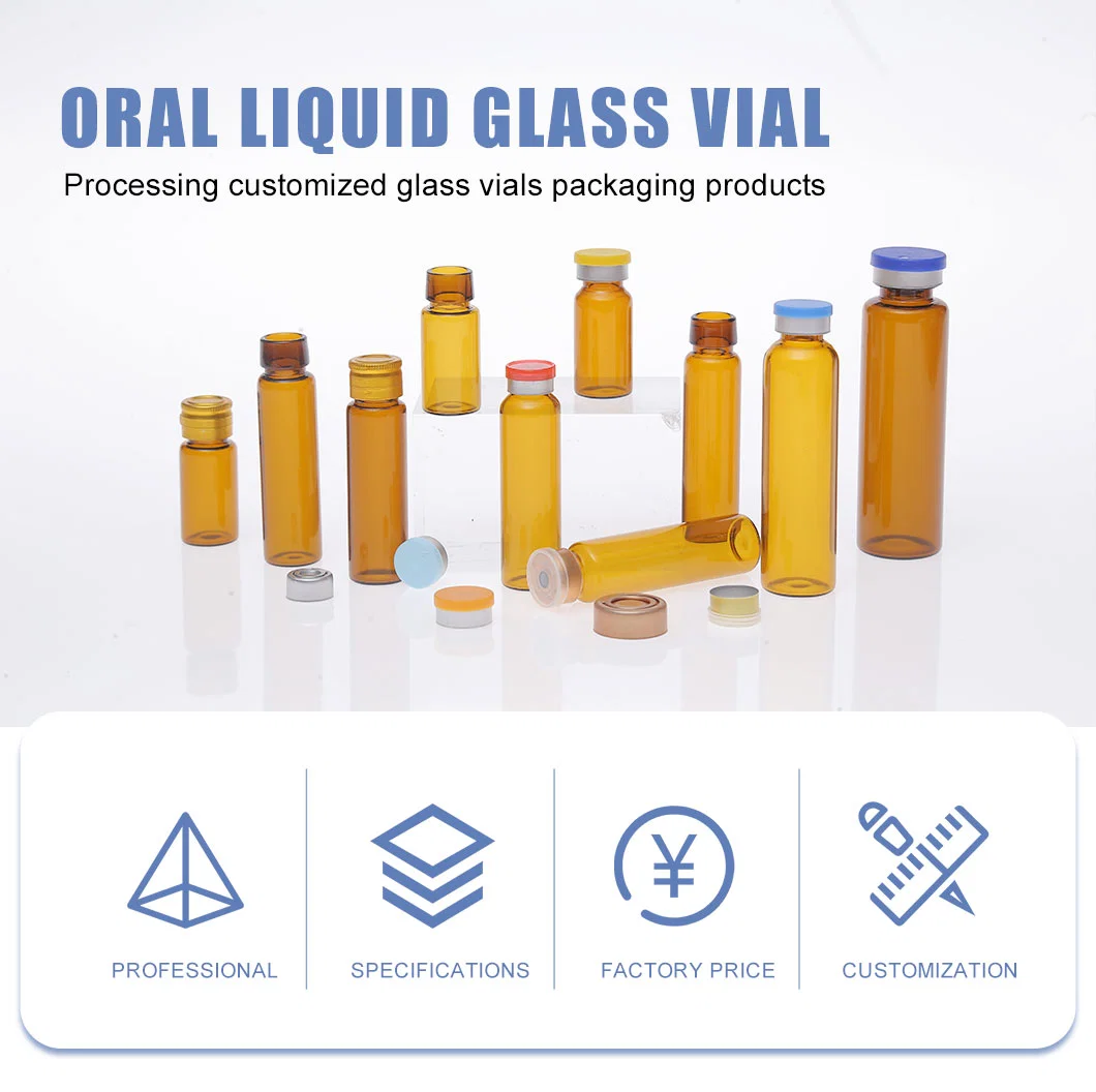 10ml Medical Oral Solution Amber Clear Glass Bottle Child Proof Packaging Glass Tube with Metal Cap