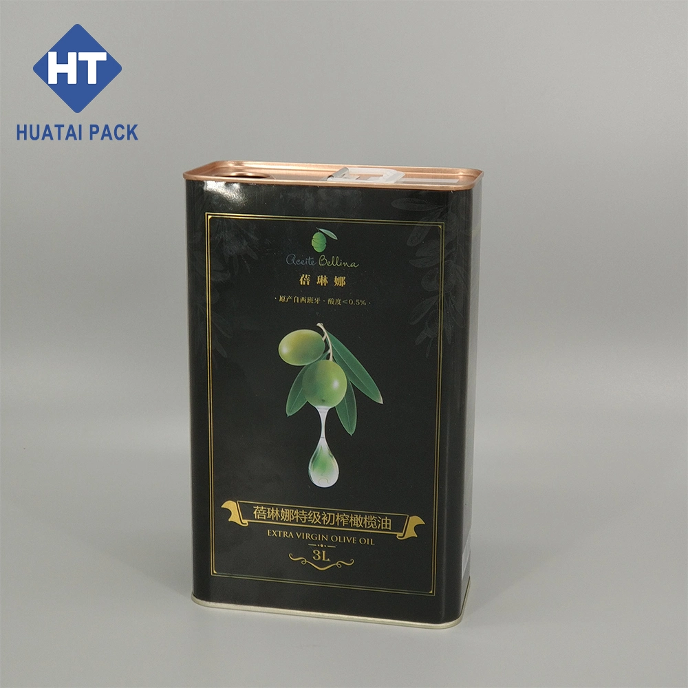 F-Style Can, Tin Cans Cheap Price Rectangular F-Style Metal Box, 3L Olive Oil Food Grade Tin Cans with Plastic Flex Spout