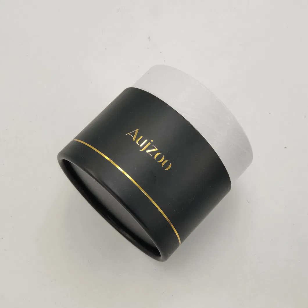 Luxury Gold &amp; Black Cardboard Packaging Box Tube Packing Cylindrical Box Can with Custom Logo