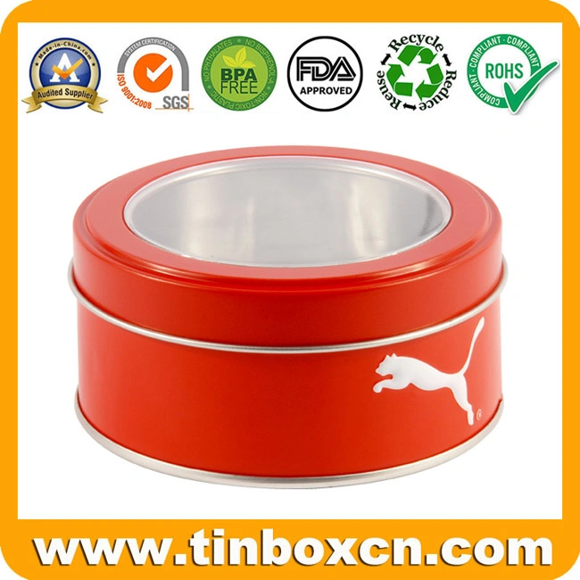 Round Clear Window Tinplate Box, Metal Food Tin Box