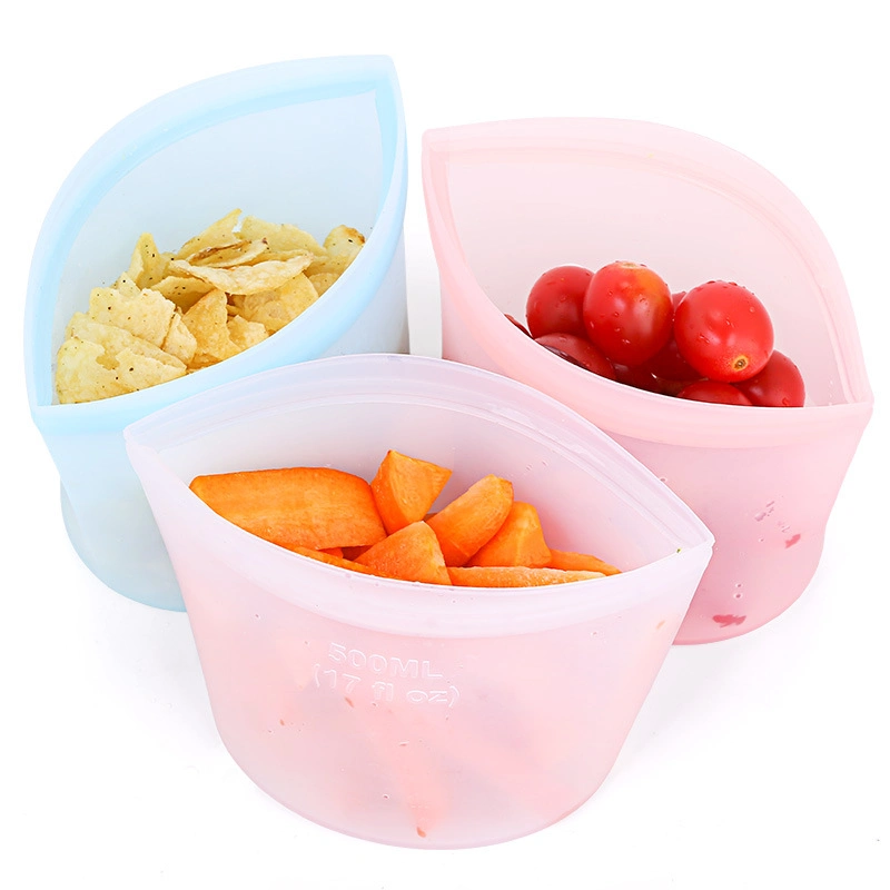 Leakproof Multi-Sizes Online Food Storage Bag Silicone Snack Container Keep Food Fresh Zipper Locked Bag