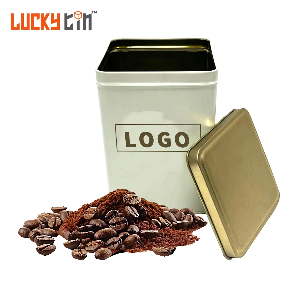 OEM ODM Manufacture Tinplate Packaging Rectangular Metal Box Container High Grade Coffee Tin with Degassing Valve