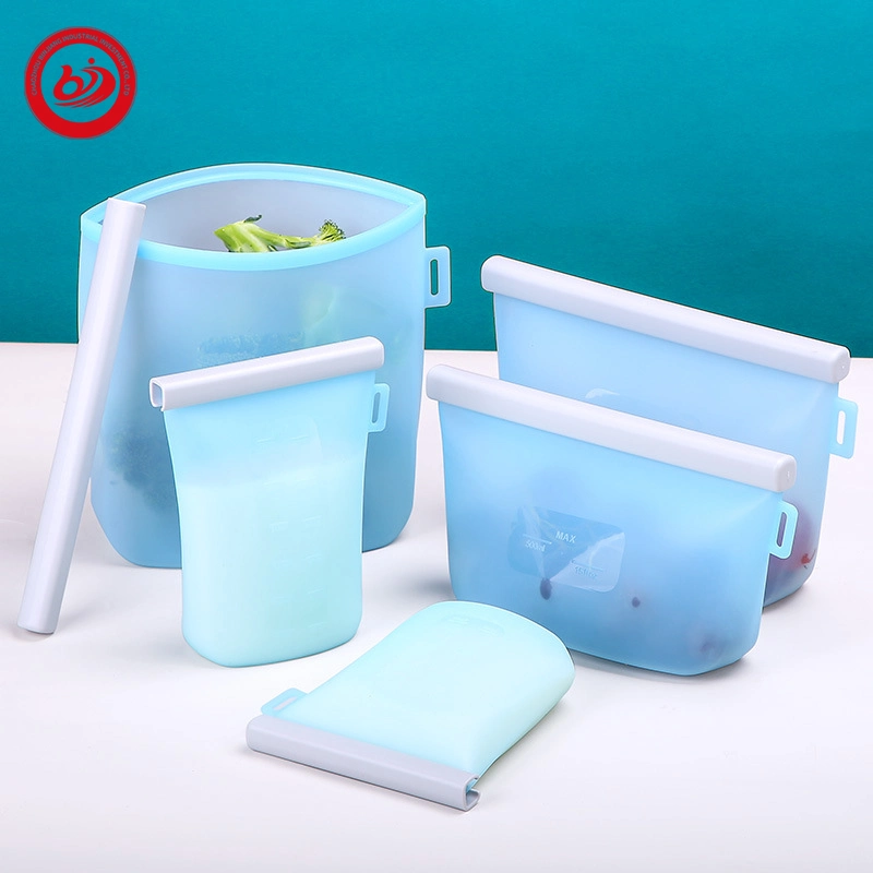 Leakproof Multi-Sizes Online Food Storage Bag Silicone Snack Container Keep Food Fresh Zipper Locked Bag