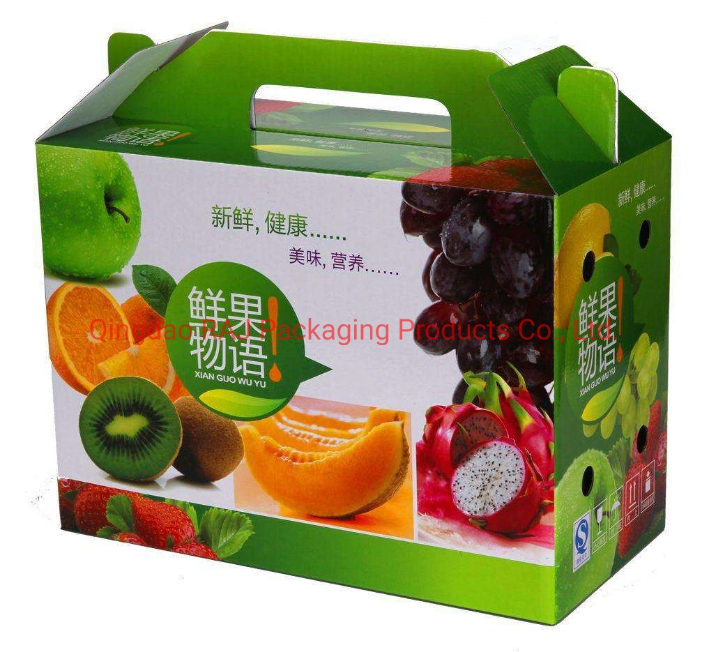 Printed Corrugated Paper Carton Box Fruit Vegetable Packing with Handle