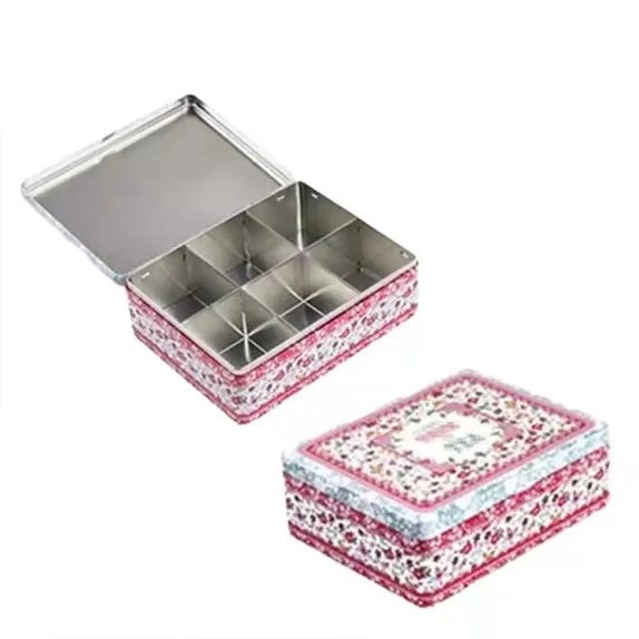 Custom Tinplate Container Rectangular Metal Gift Wrap Tea Bag Tin Box