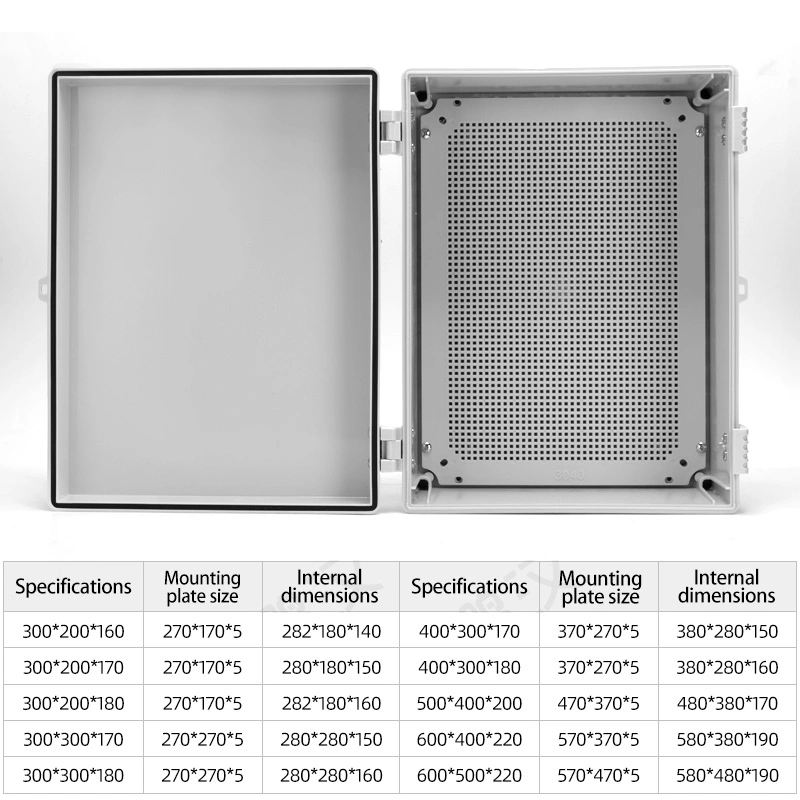 300*400*170mm Hinged Plastic Electrical Enclosure Waterproof Hinged Plastic Box Outdoor Metal Distribution Box with Lock