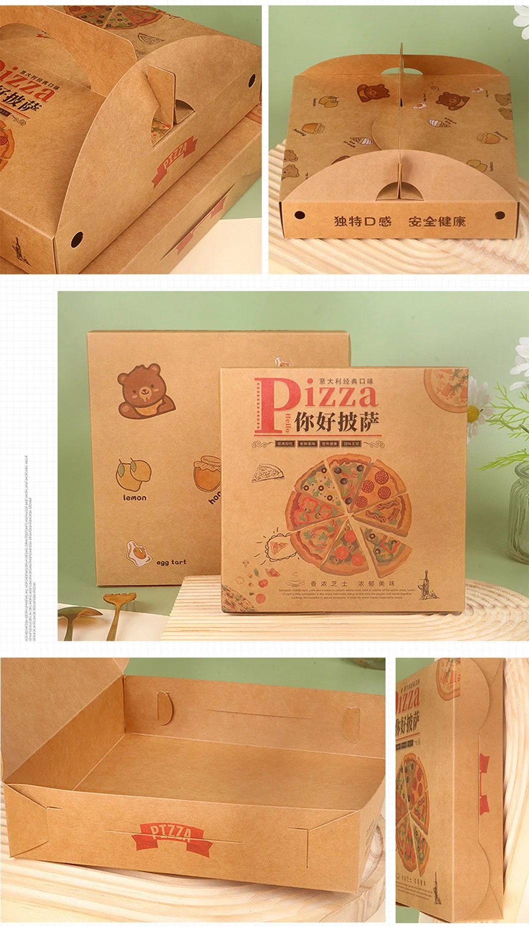 Yafeng Wholesale Eco Pizza Box with Logo 8-14 Inch Corrugated Packaging Custom Printed Kraft Paper