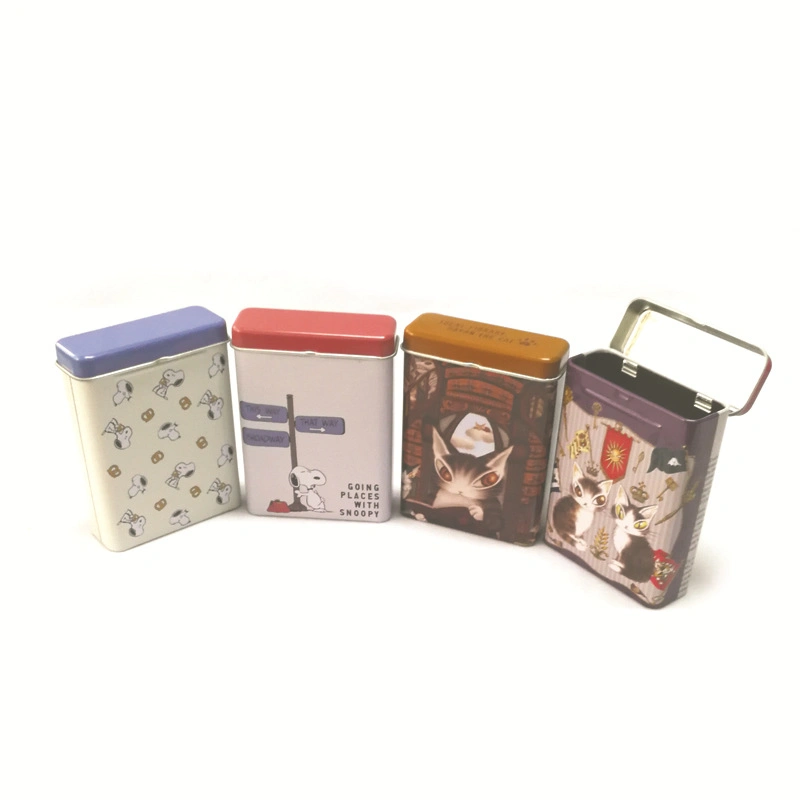 Food Grade Small Rectangular Dog Food Mint Candy Packaging Tin with Hinge