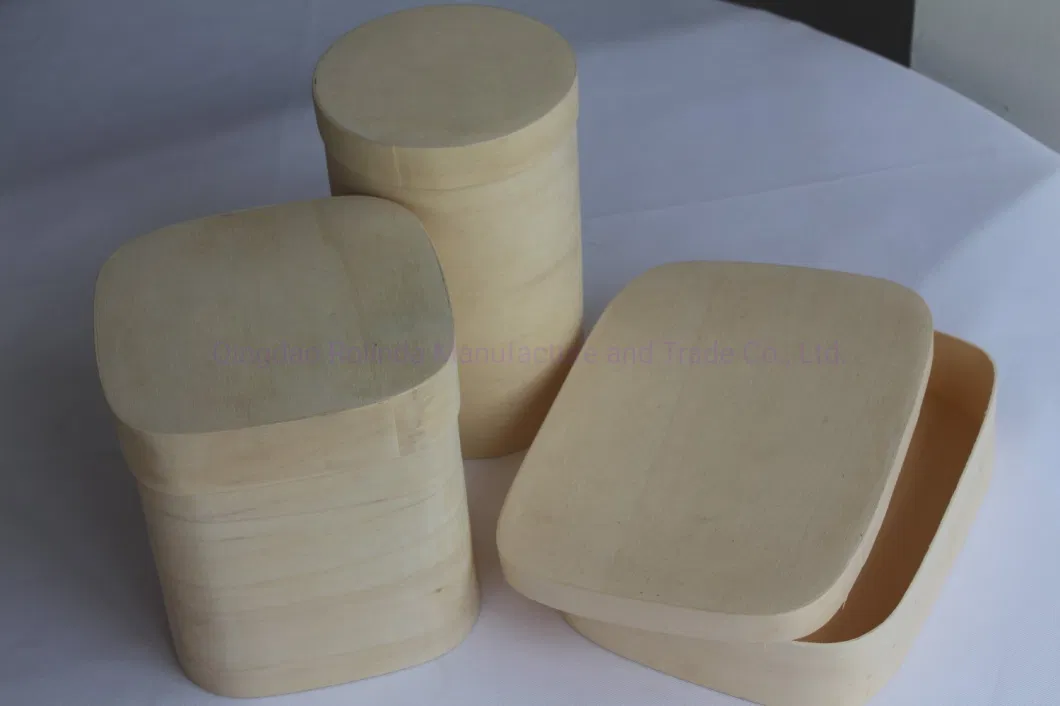 Whole Sale Custom Size and Shape Small Round Rectangle Square Heart Shape Wood Veneer Mache Cheese Boxes with Lids