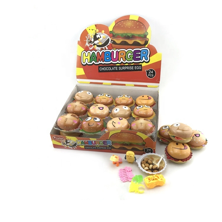 Factory Wholesale Halal Burger Shaped Chocolate Biscuit with Toy Candy