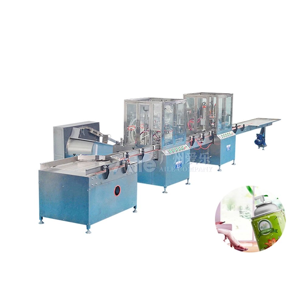 Good Quality Automatic Sunscreen Spray Packaging Machine Air Freshener Aerosol Spray Cans Cosmetic Production Line