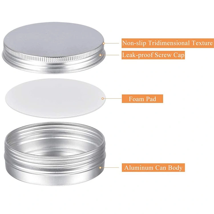 Hot Sale 2oz 60ml Aluminum Metal Tins Cans Cosmetic Cream Lip Balm Container for Candle Cream Crafts Pill with Lids