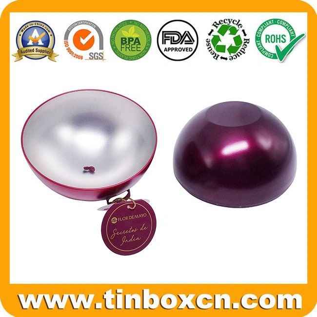 Decorative Ball Shape Christmas Tin Box with String for Chocolate Candy