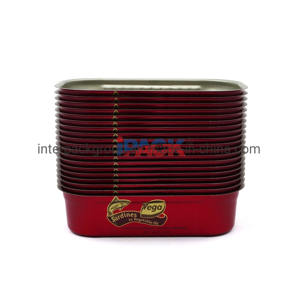 311# Wholesale Food Tin Can Manufacturer Supply 125g Club Can for Sardine Square Tin Can with Eoe Lid