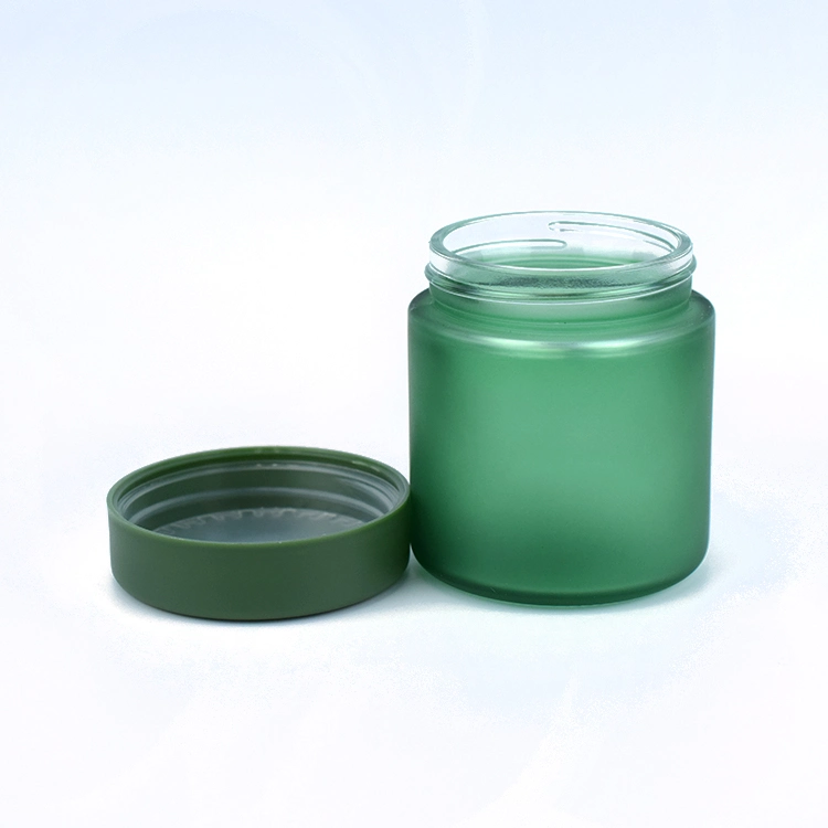 Custom Packaging Logo Printed 1 Oz 2 Oz 3 Oz 4 Oz Straight Sided Green Matt Glass Jars with Child Resistant Lid