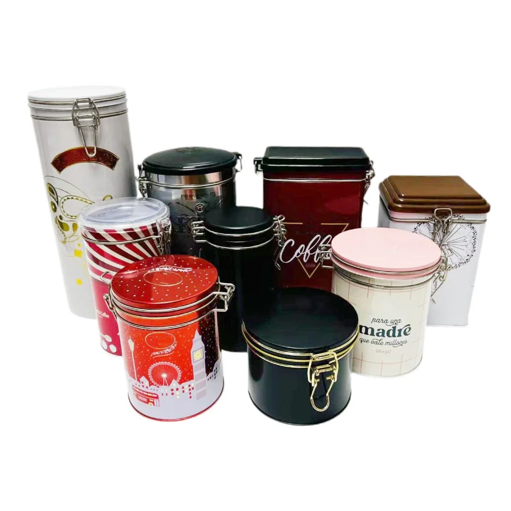 Factory Custom Airtight Tinplate Container Packaging Cylindrical Round Rectangle Metal Box Luxury Coffee Tin Can for Coffee