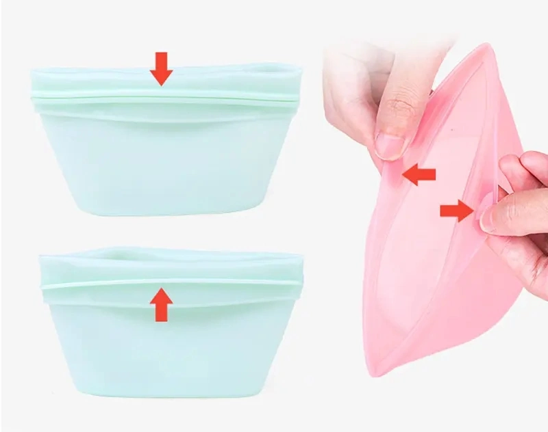 Leakproof Multi-Sizes Online Food Storage Bag Silicone Snack Container Keep Food Fresh Zipper Locked Bag