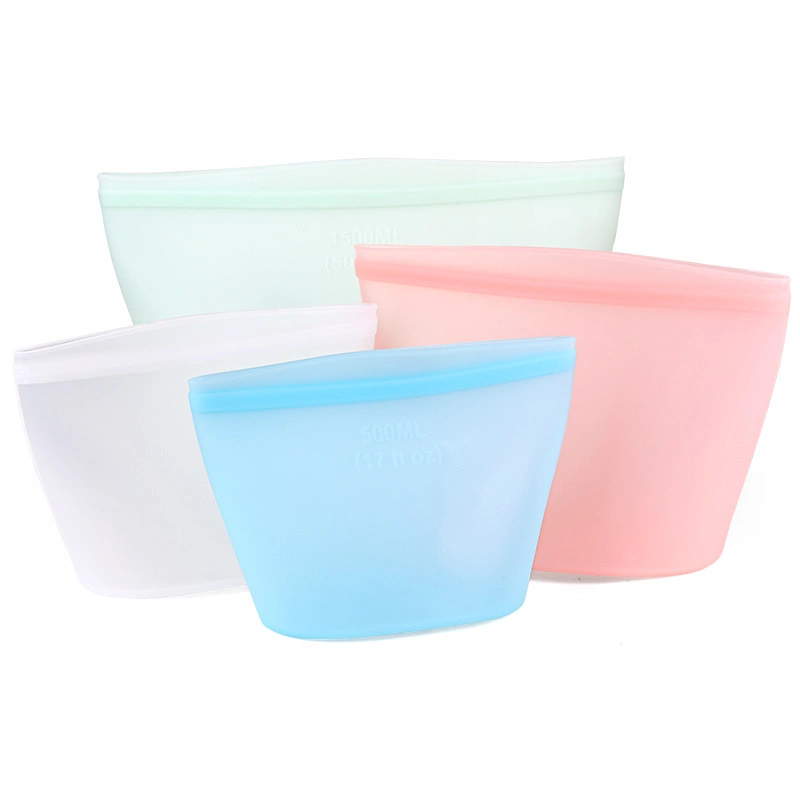 Leakproof Multi-Sizes Online Food Storage Bag Silicone Snack Container Keep Food Fresh Zipper Locked Bag