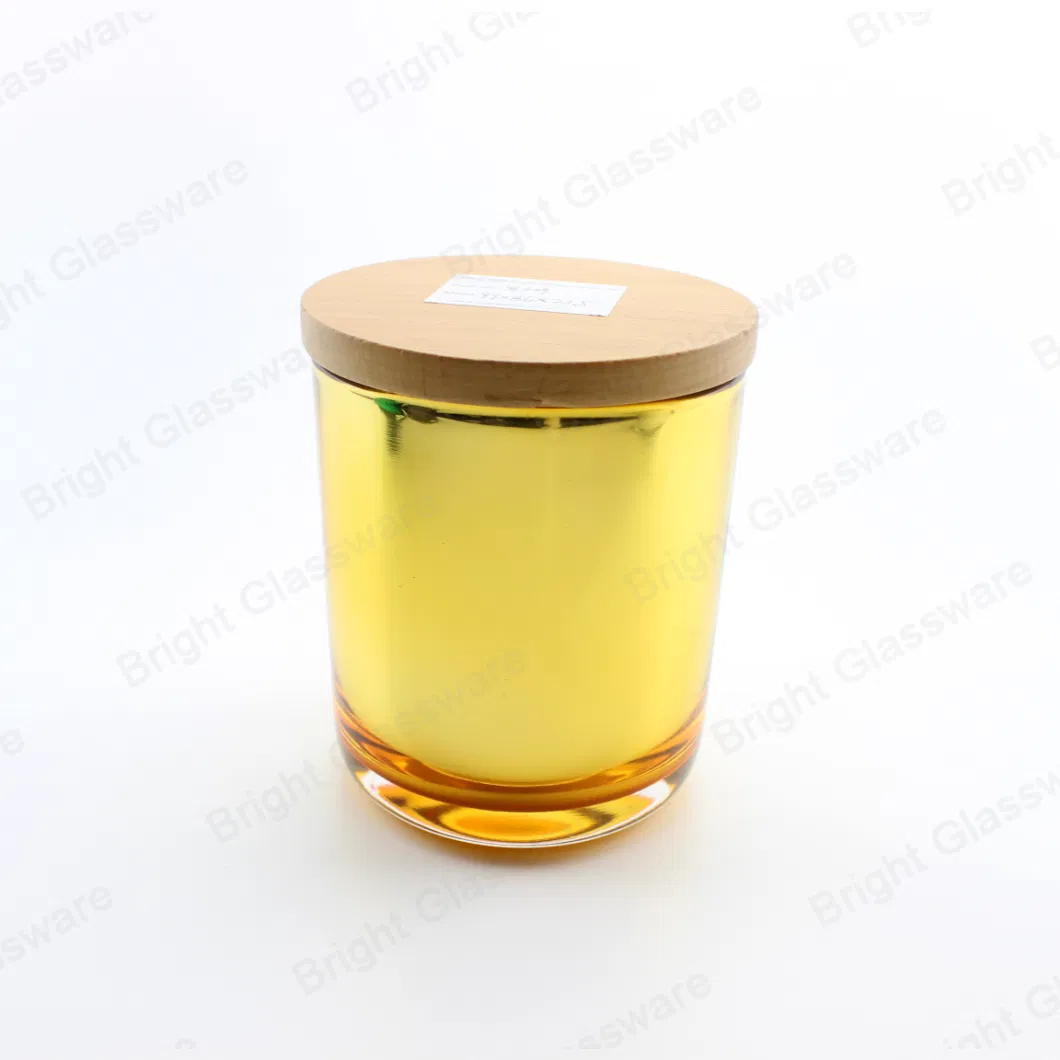 Decorative Copper Gold Silver Glass Candle Jar with Metal Lid