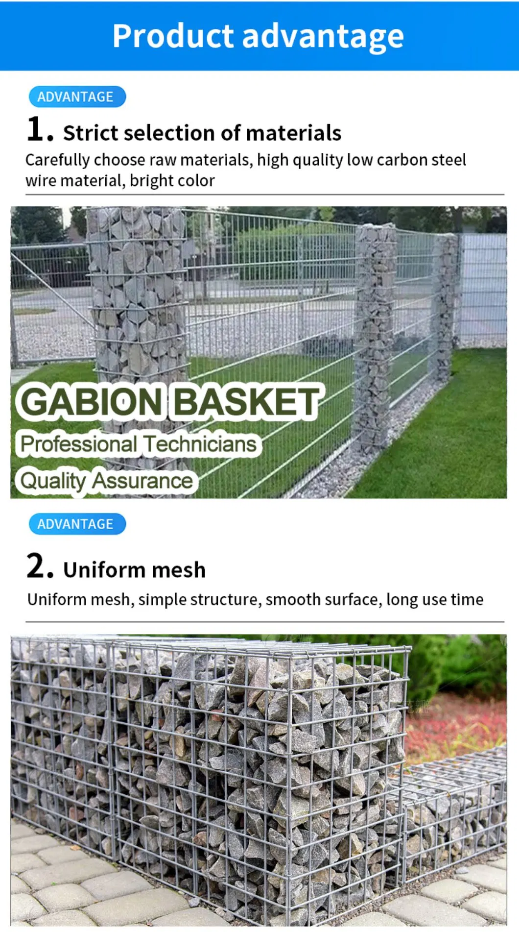 Trending Products PVC Coated Gabion/Welded Mesh Galvanized Wire Mesh Welded Gabion Box