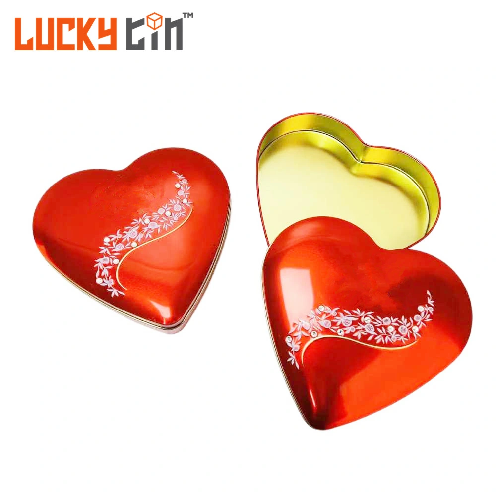 Custom Tinplate Valentine Day Packaging Black Heart Shaped Metal Box Food Packaging Vold Tin Jar