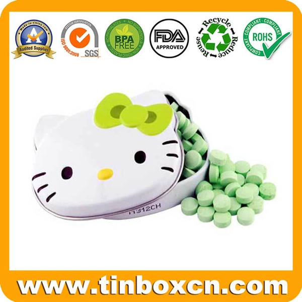 Empty Gift Packaging Box Hello Kitty Metal Tin for Mint Candy