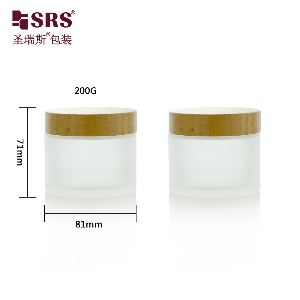 Cosmetic Wholesale Round Square Clear Amber Empty Cosmetic Skincare Packaging 1oz 2oz15g 30g 50g Bamboo Lid Mask Makeup Frosted Glass Cream Sample Mini Nail Jar