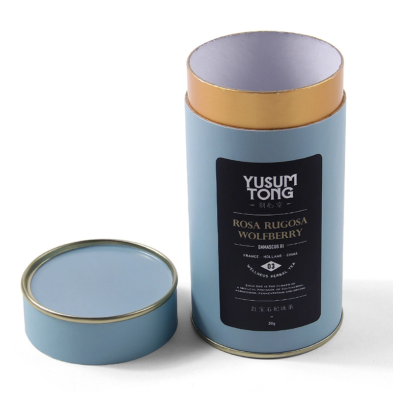 Classical Blue Color Metal Lid and Bottom Tea Box Custom