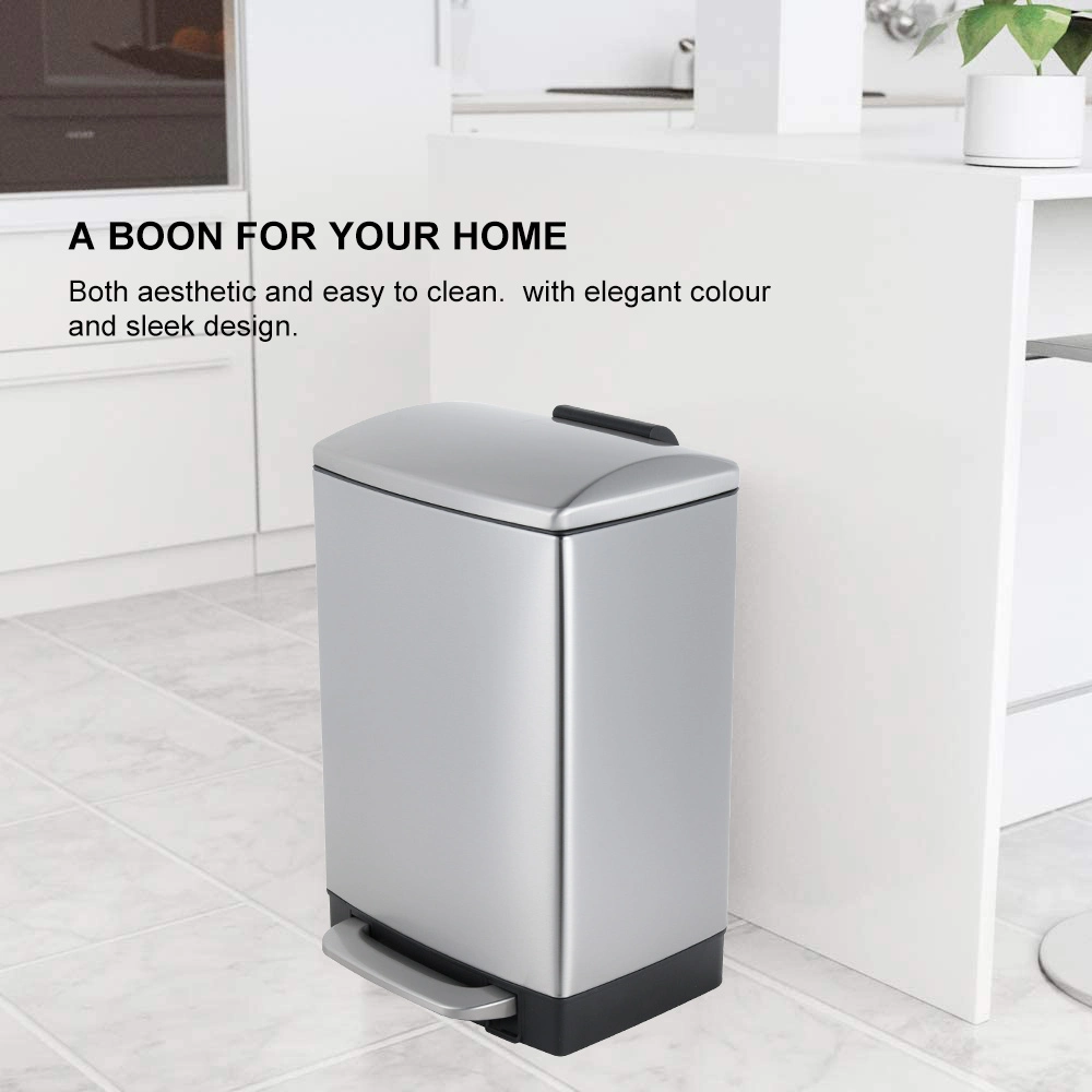 Metal Dustbin Stainless Steel Hotel Office Large Waste Garbage Bins Kitchen Trash Can