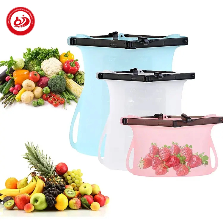 Leakproof Multi-Sizes Online Food Storage Bag Silicone Snack Container Keep Food Fresh Zipper Locked Bag