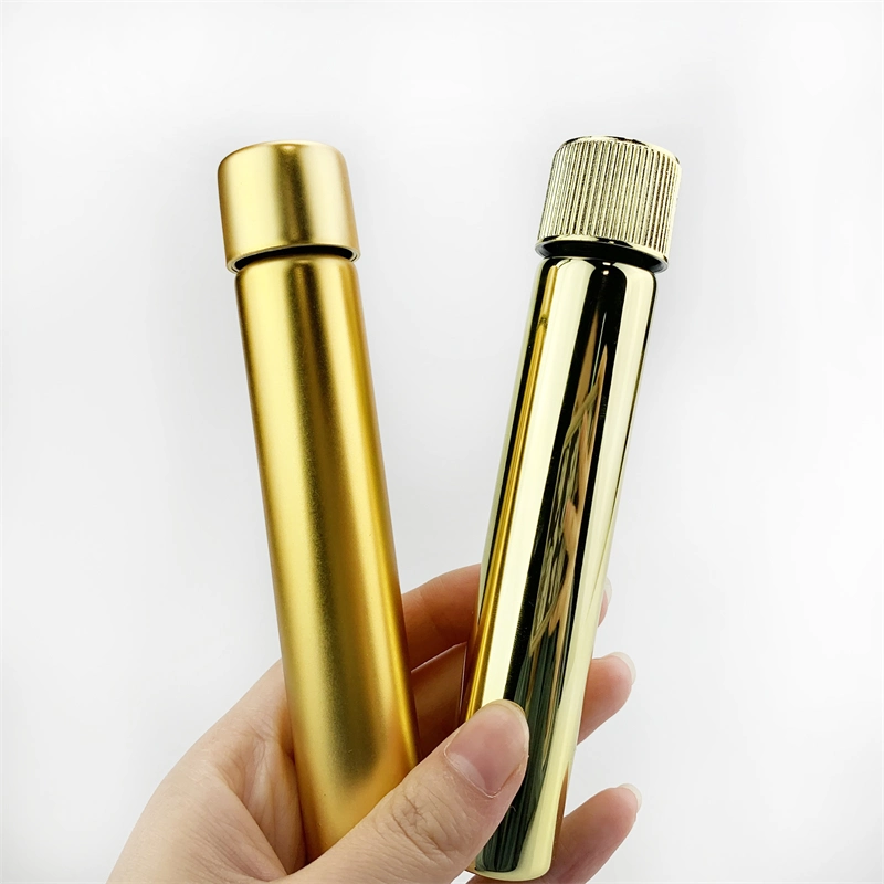 115mm Electroplated Golden Glass Joint Tube Custom Blunt Tubes with Child Resistant Lid