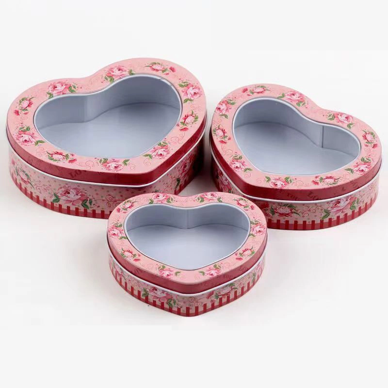 Heart Shaped Metal Tins Box, Valentines Day Candy Biscuits Boxes with Lids, Empty Tin Box Biscuits Jar Candle Tins for Valentines Day Candle Making