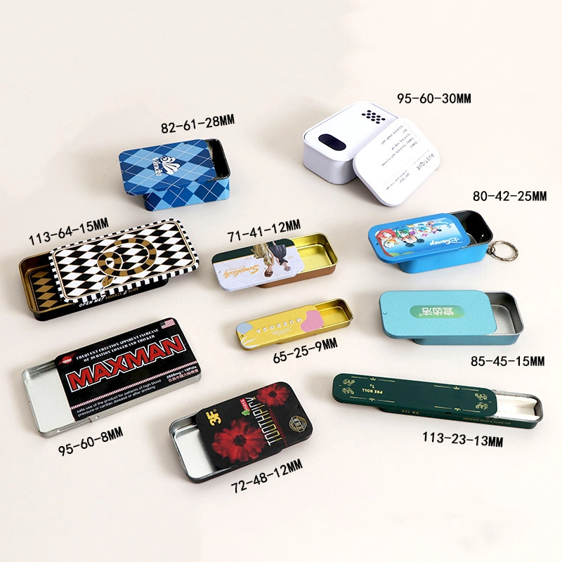 Custom Rectangular Child Resistant Pre Roll Packaging Slidng Tin Cr Tin Box