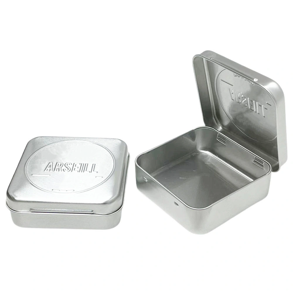 Custom Printing Food Tin Case Square Aluminum Container Package Hinge Chocolate Candy Mints Metal Tin Box