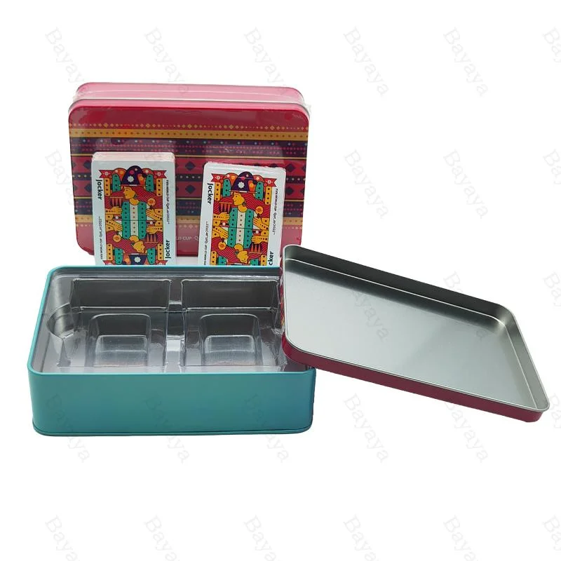 Free Samples Russia Style Paper Poker Waterproof Black Playing Cards Storage Tin Box with Insert