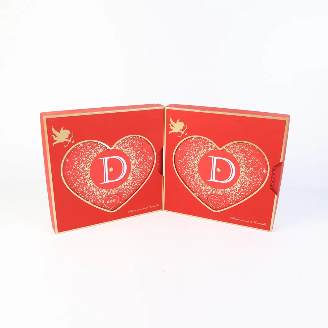 Hot Stamping Custom Hollow Heart Pull-out Chocolate Gift Packing Printing Box in Cheapest