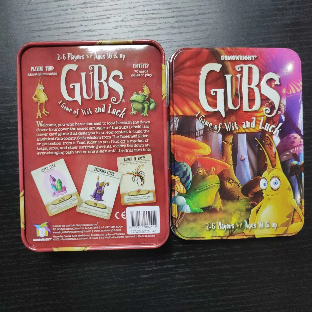 Embossed Game Card Packing Tin Box with Sliding Lid