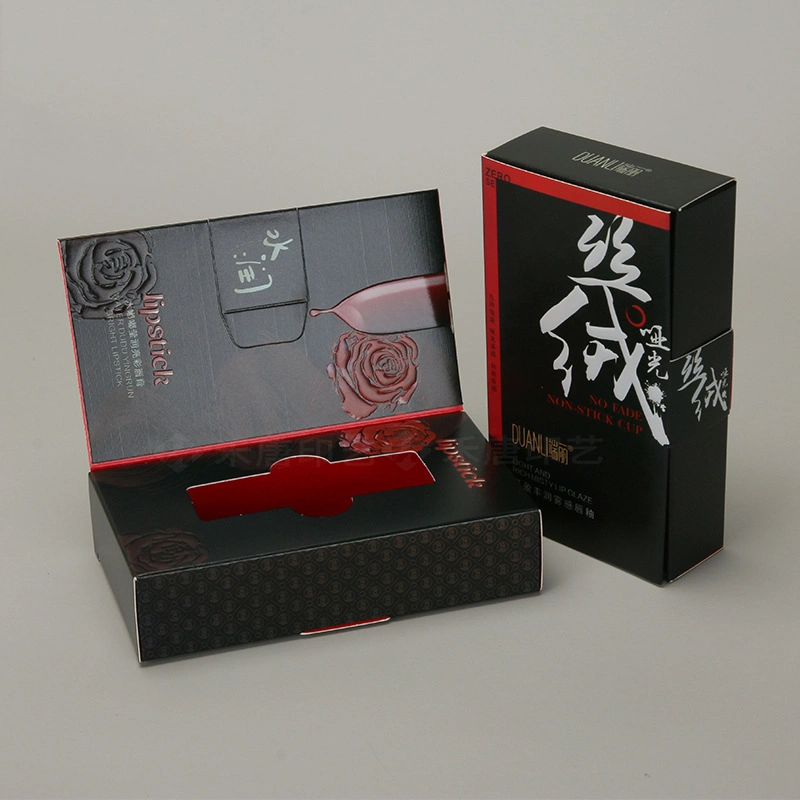 Black Art Paper Gift Packaging Box Nice Texture Case and Bottom Box with Metal/Gold 3D Emboss Foil